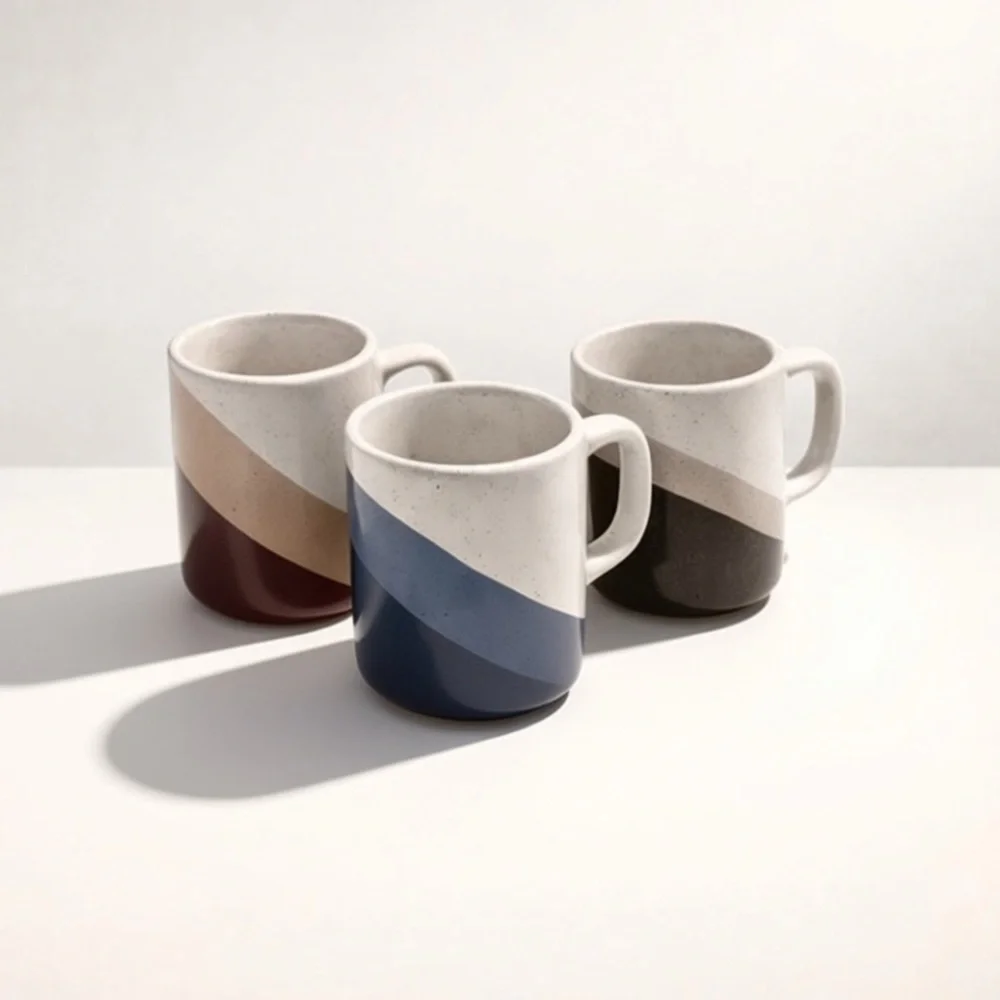 VINTAGE RETRO 70’S SURFS‎ SHACK STYLE COFFEE MUGS - SET OF 3 - MADE IN KOREA -